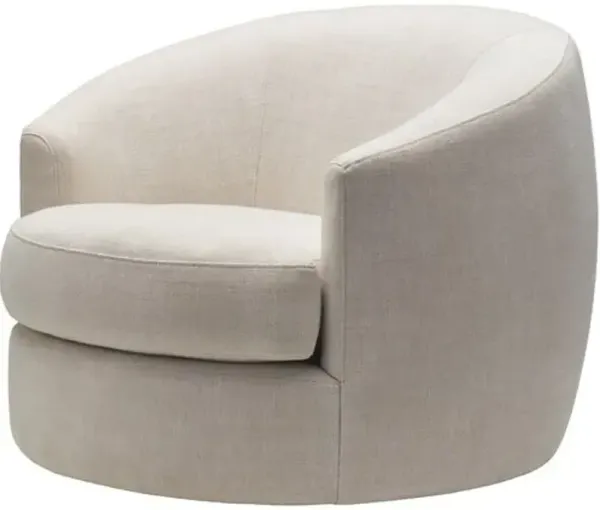 Kelira Curved Hemp Swivel Chair - Light Beige