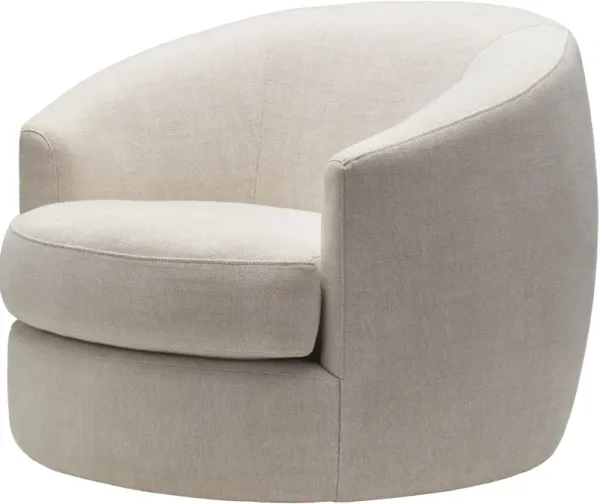 Kelira Curved Hemp Swivel Chair, Light Beige