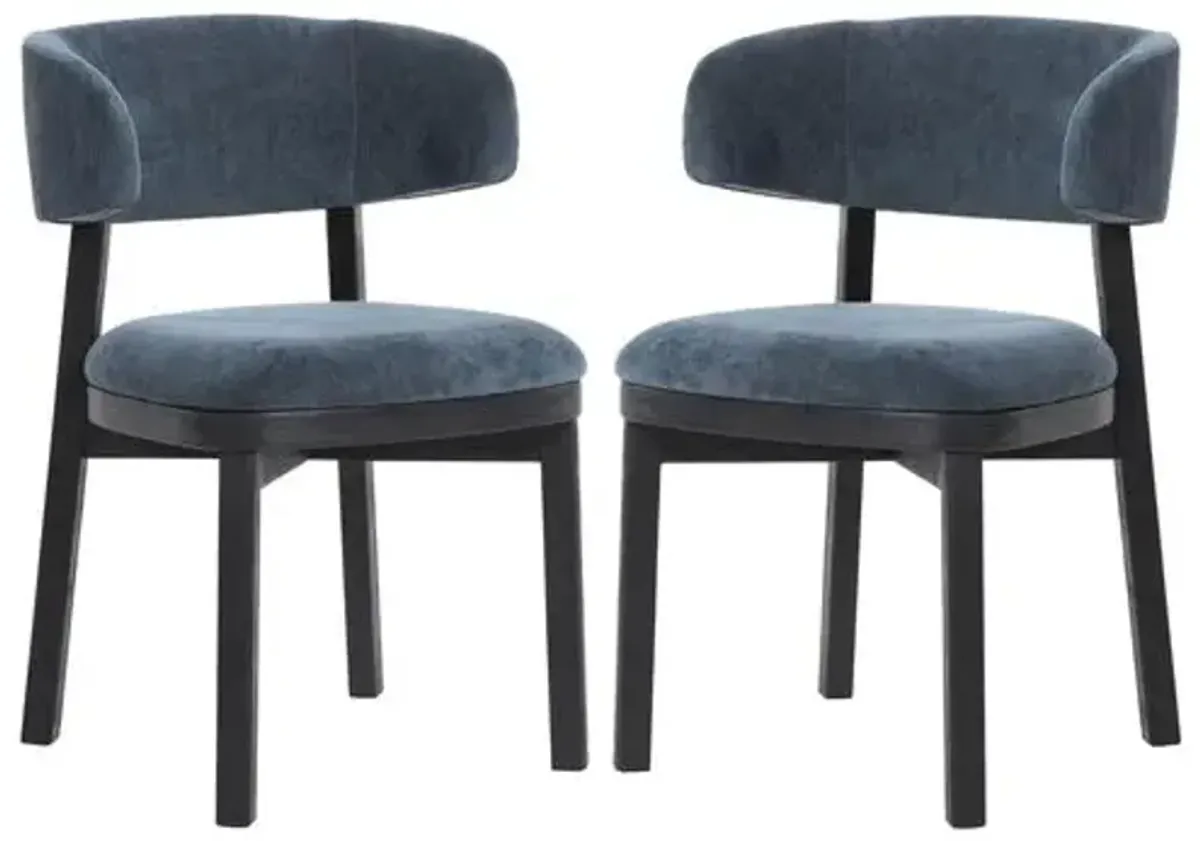 Set of 2 Inigo Upholstered Dining Chairs - Blue - Black