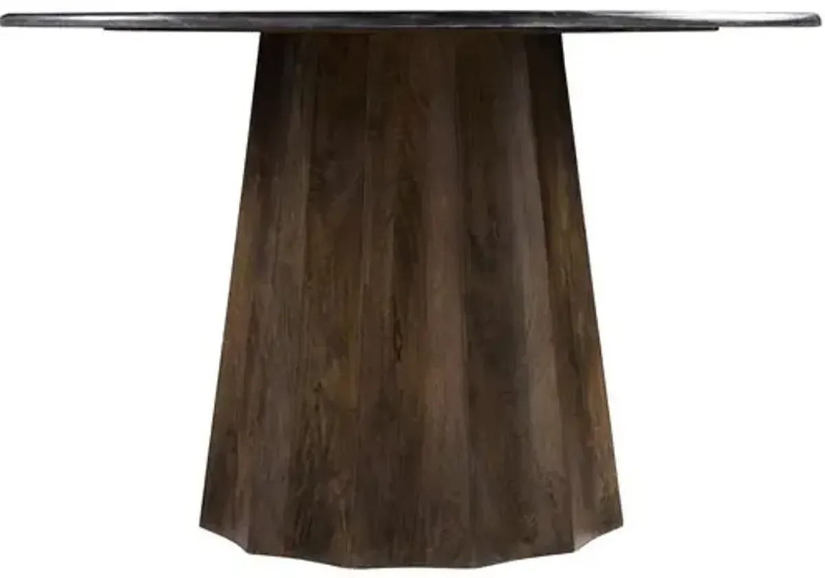 Rowenna 47" Round Marble Top Dining Table - Black