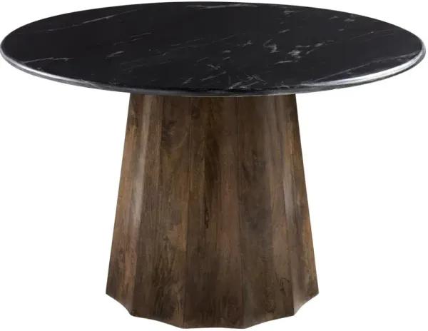 Rowenna 47" Round Marble Top Dining Table - Black