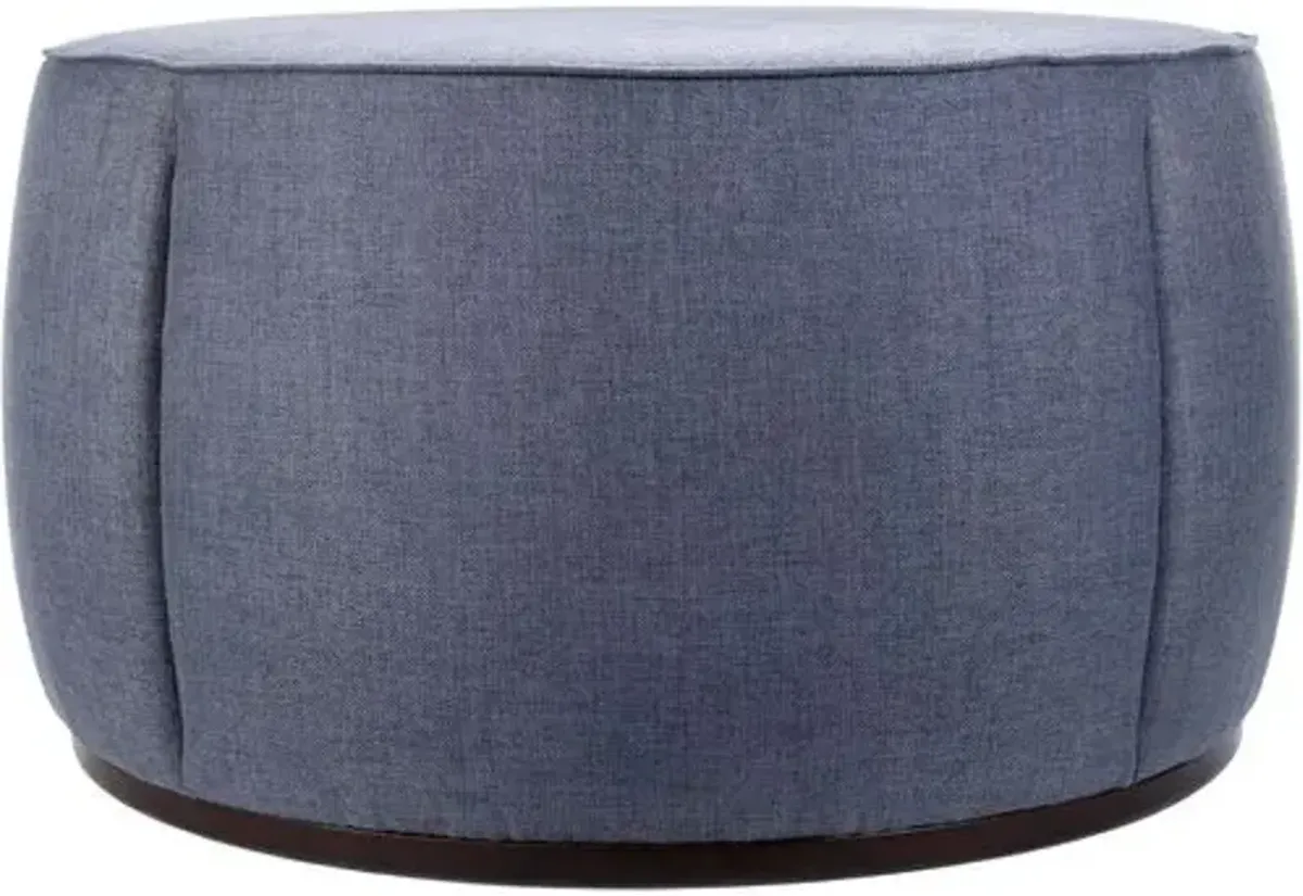 Yarin 36" Round Upholstered Ottoman - Gray