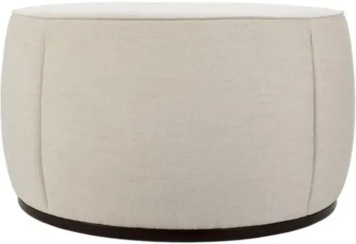 Yarin 36" Round Upholstered Ottoman - Beige