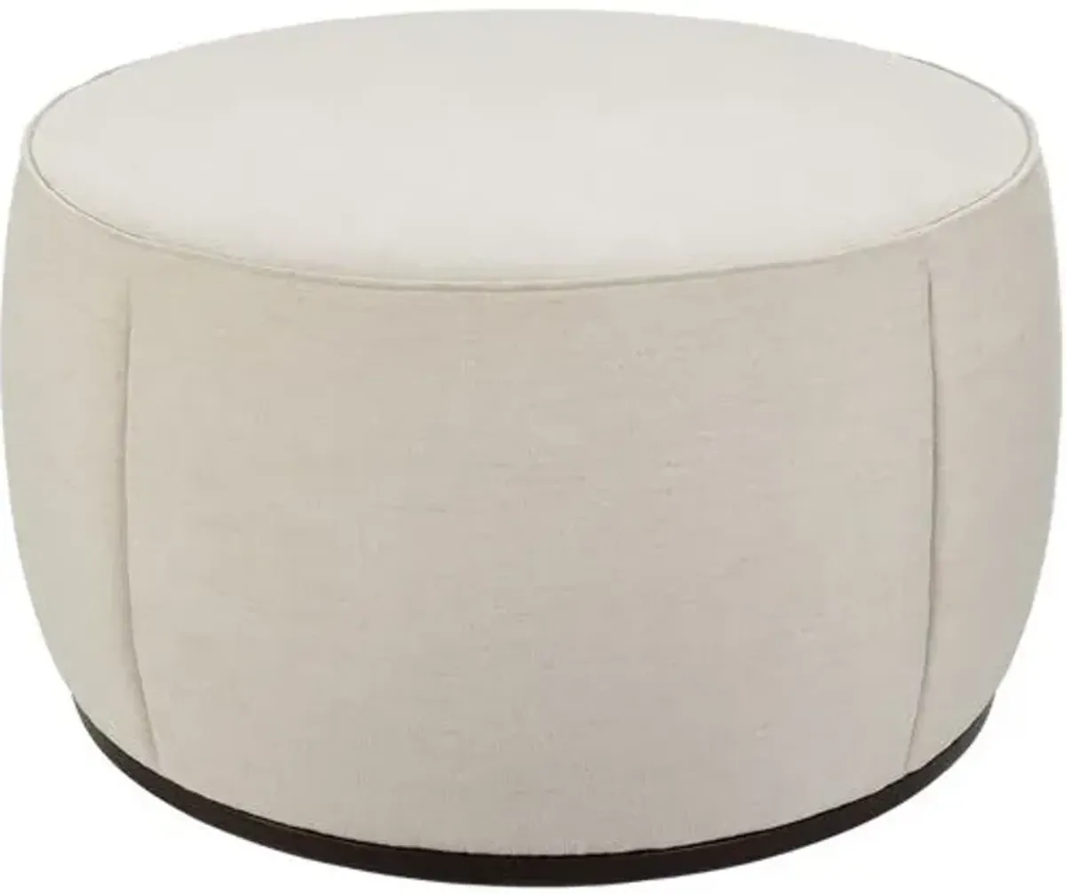 Yarin 36" Round Upholstered Ottoman - Beige