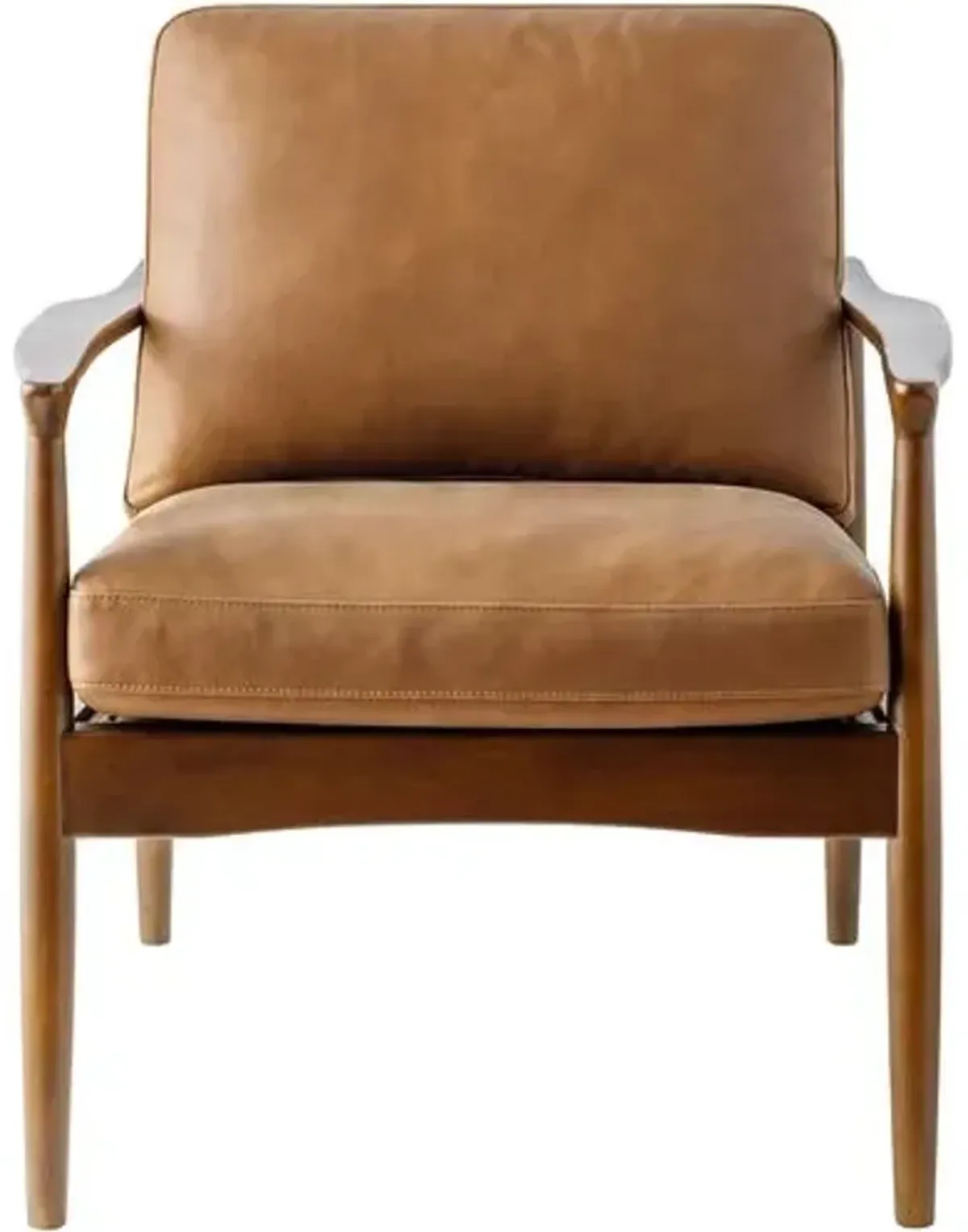 Yanna Accent Chair - Brown Leather, Comfortable, Durable