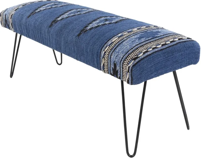 Zynnia Hand-Woven Patterned Cotton Accent Bench
