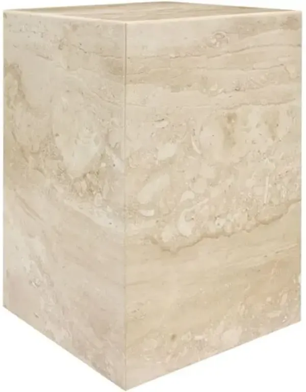 Novan 20" Marble End Table - Beige