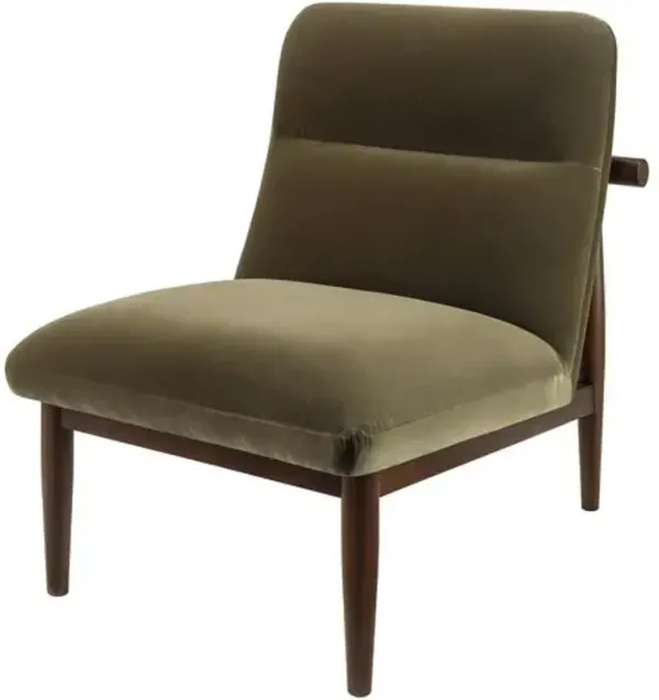 Mylia Velvet Accent Chair - Green, Comfortable, Durable