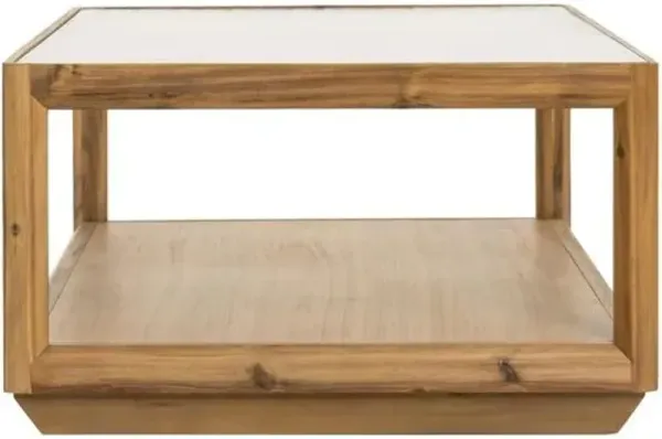 Xylara Rectangle Acacia/Glass Coffee Table - Natural - Brown