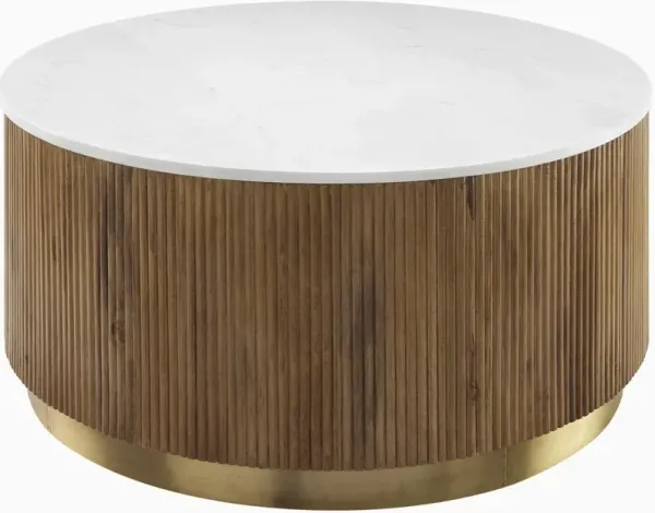 Ferrus Fluted 36" Round Marble Top Coffee Table