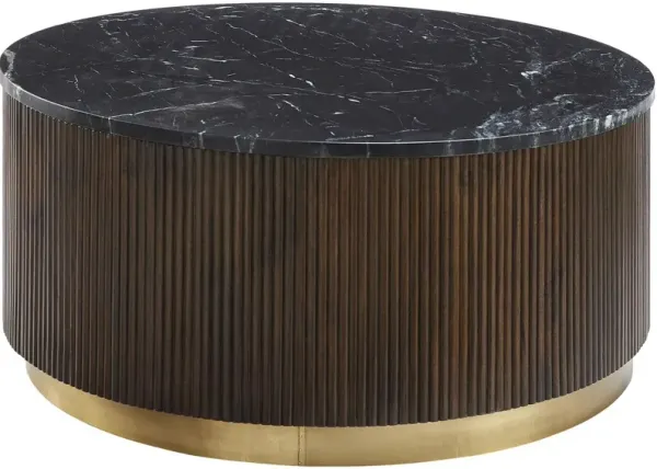 Ferrus Fluted 36" Round Marble Top Coffee Table