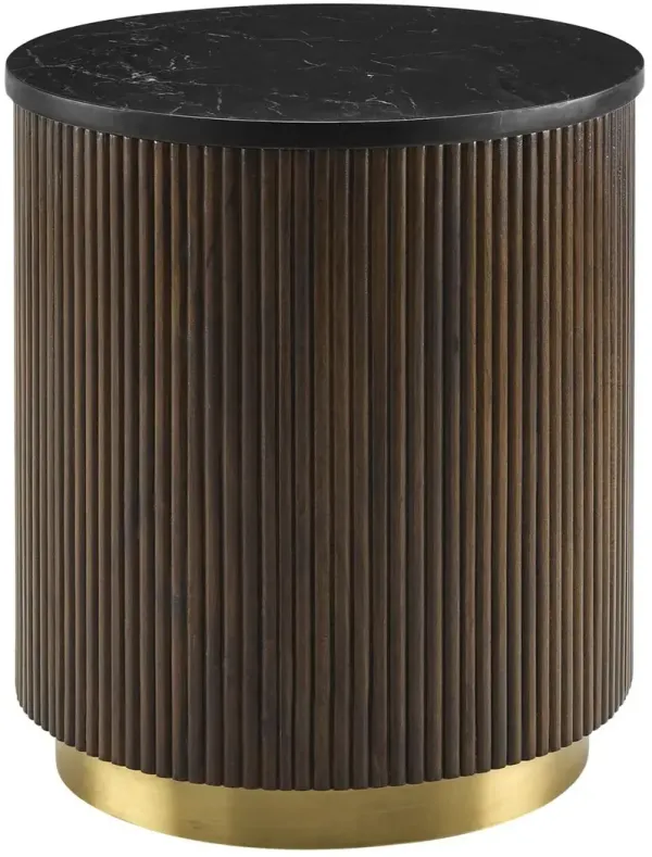 Ferrus Fluted 18" Round Marble Top End Table