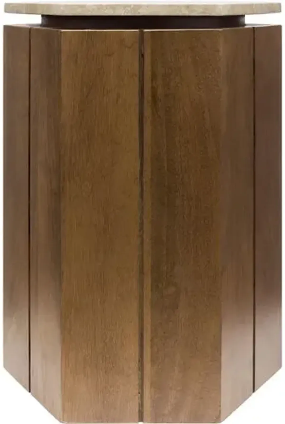 Xandra Hexagon Marble Top End Table - Brown