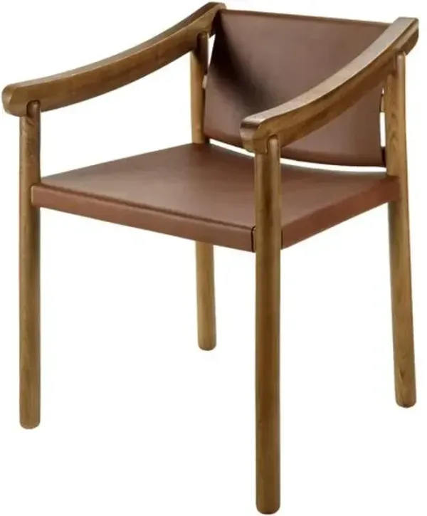 Roselani Leather Dining Arm Chair - Brown