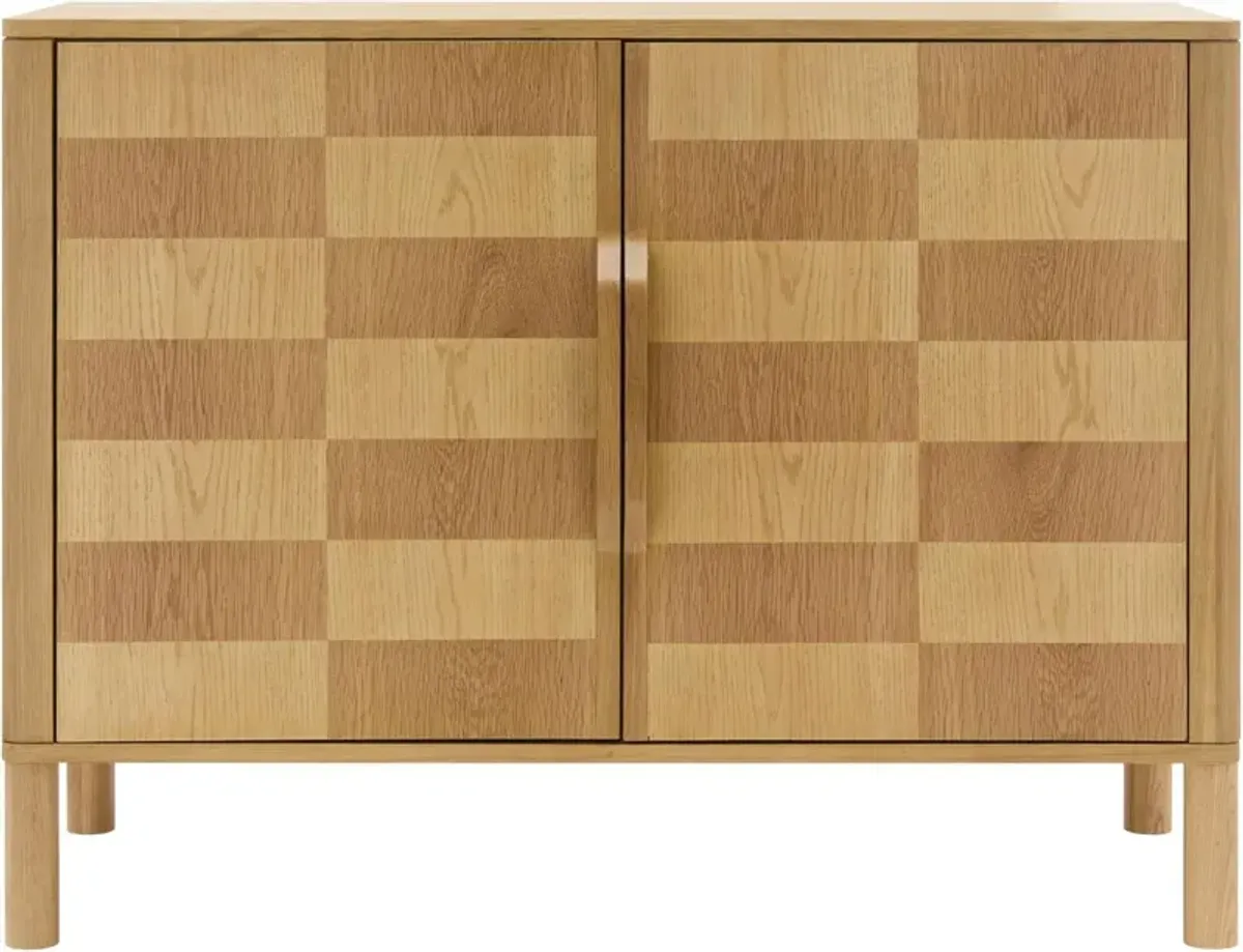 Roan Checkered 2-Door Wooden Cabinet, Brown