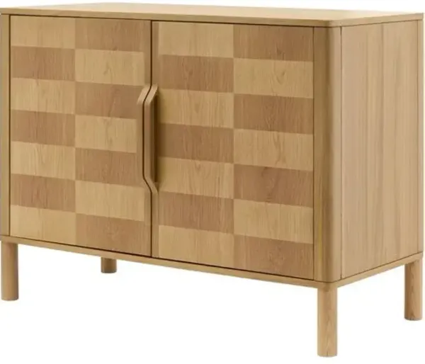 Roan Checkered Wooden Cabinet - Brown