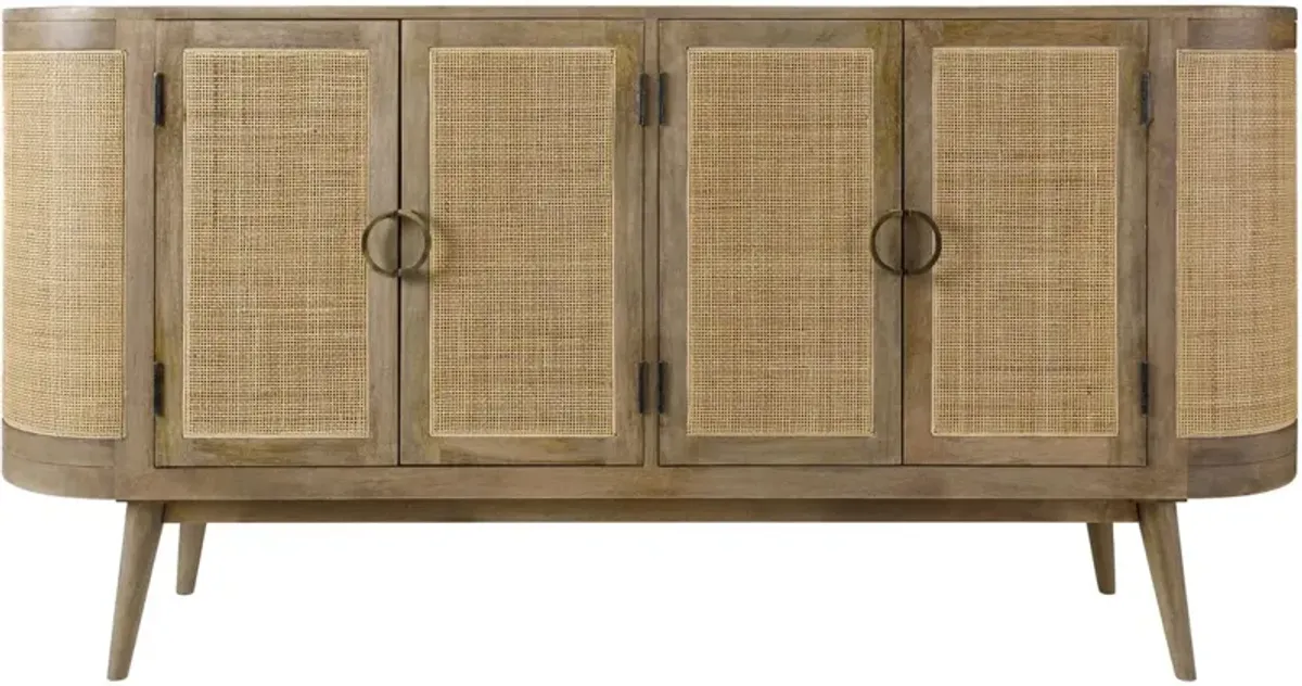 Kalyra Rattan 4-Door Sideboard, Natural