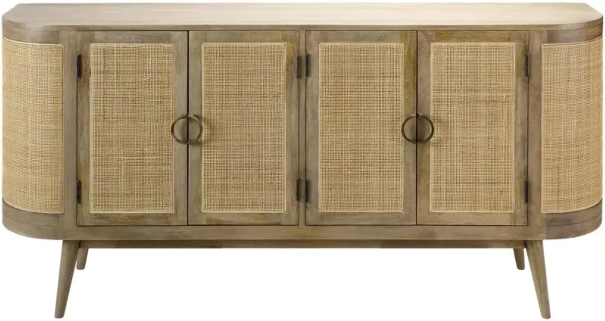 Kalyra Rattan 4-Door Sideboard, Natural