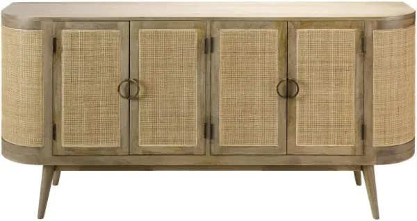 Kalyra Rattan 4-Door Sideboard, Natural