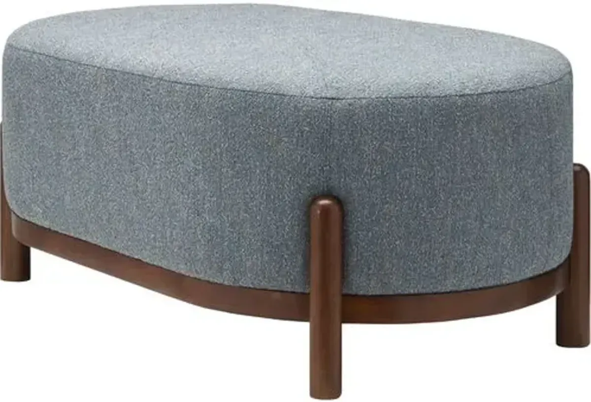 Exalvador Upholstered Ottoman - Blue Speckled
