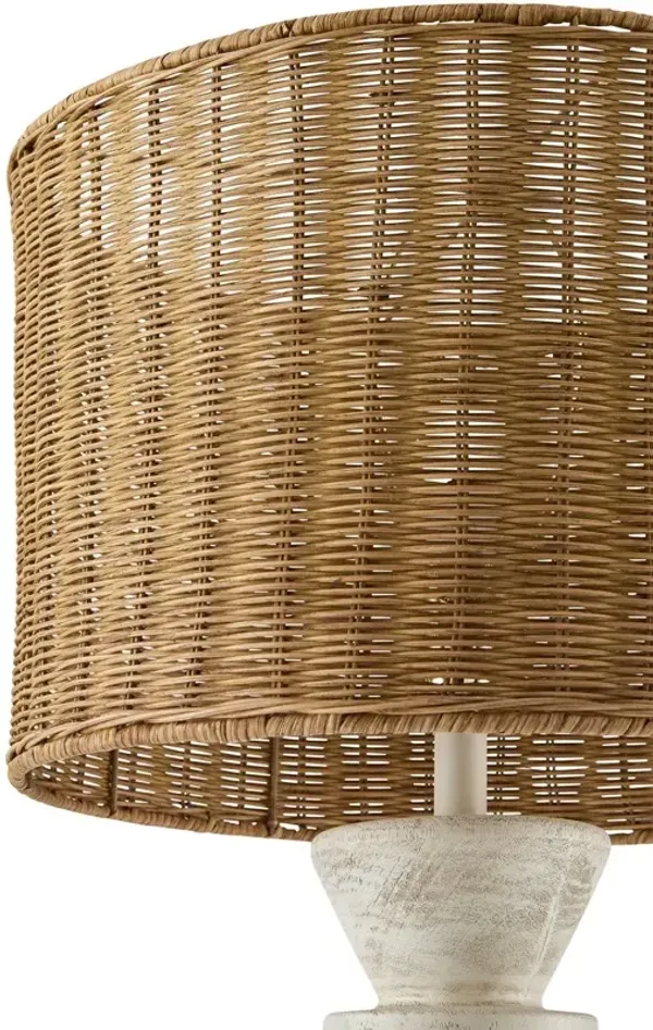 Nikos Floor Lamp - White/Natural Rattan
