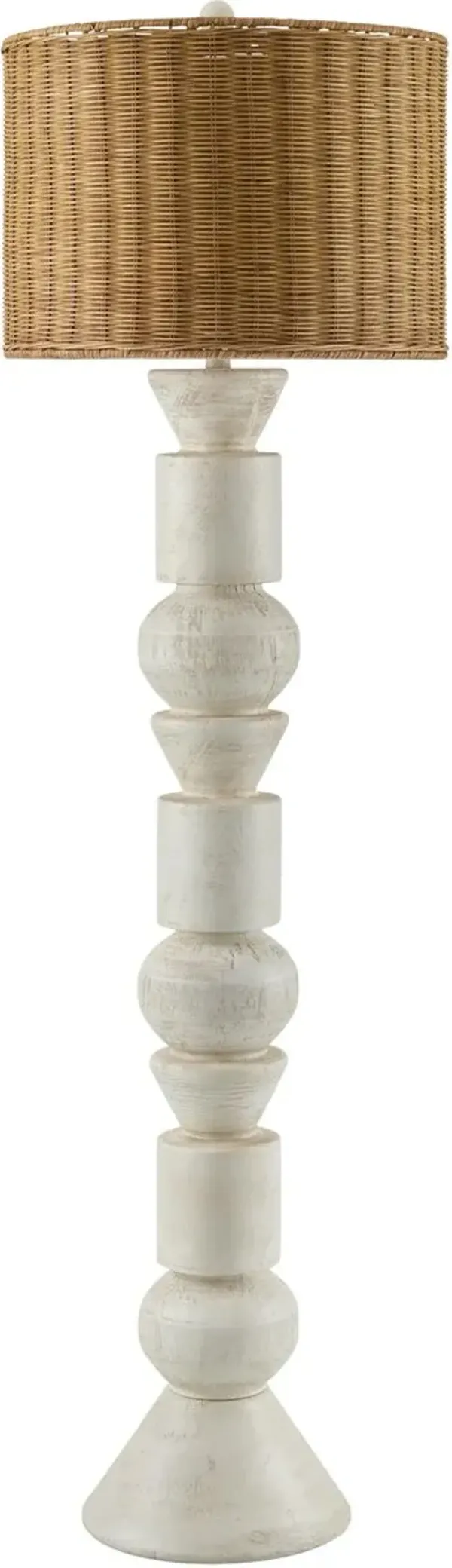 Nikos Floor Lamp - White/Natural Rattan