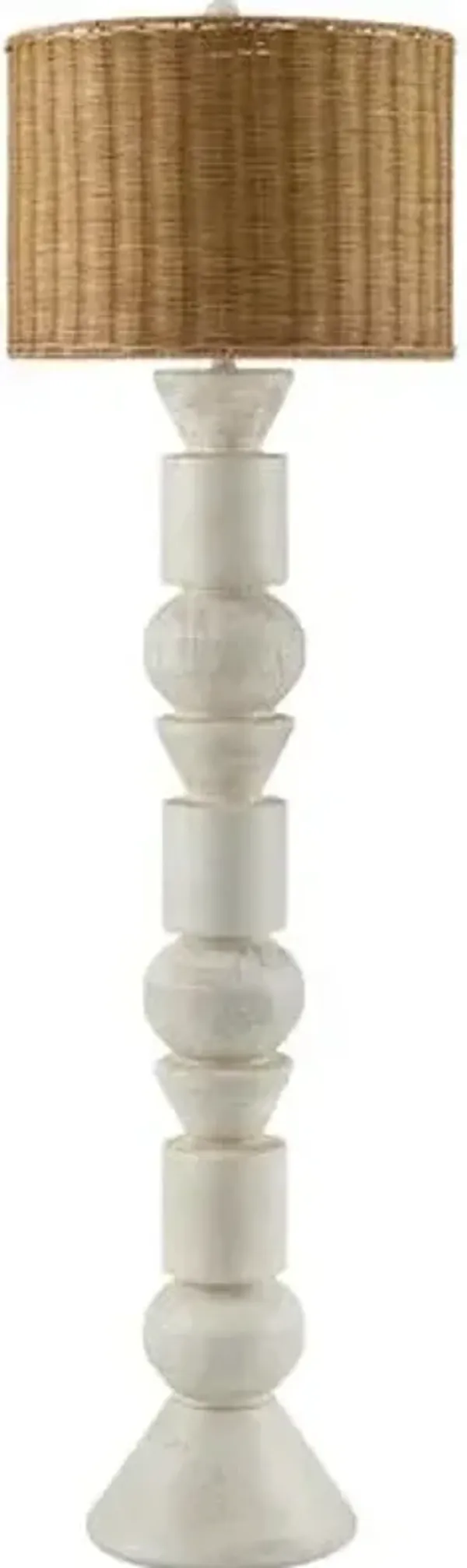 Nikos Floor Lamp - White/Natural Rattan
