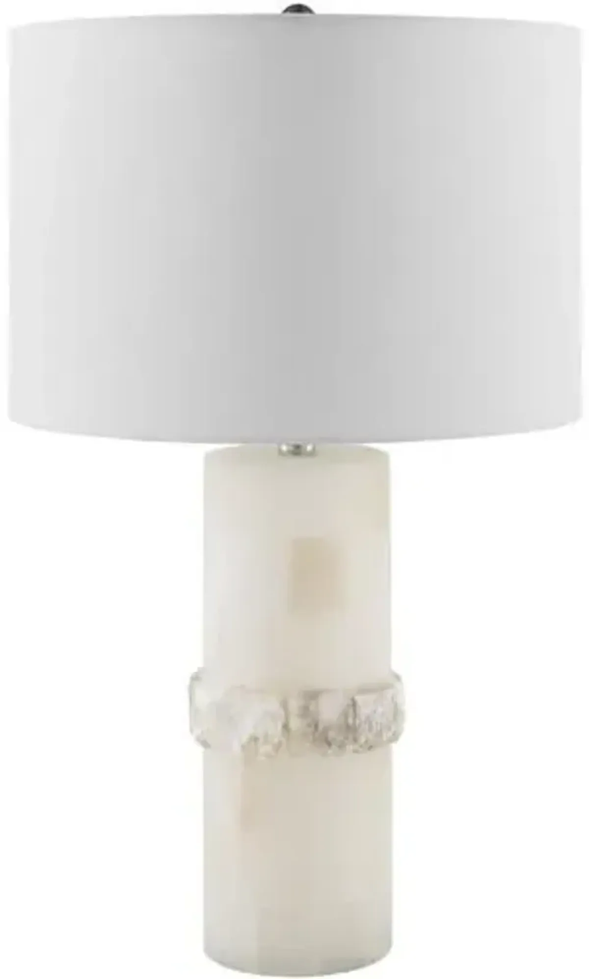 Quinella Straight Stone Base Table Lamp - Cream - Beige