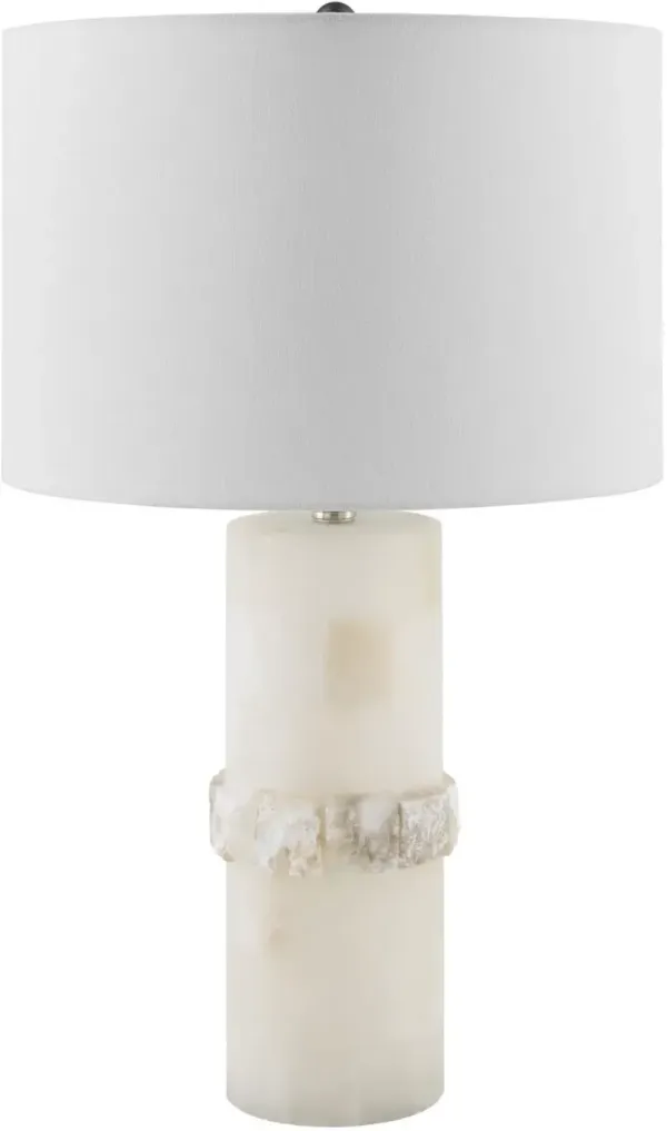 Quinella Straight Stone Base Table Lamp - Cream - Beige