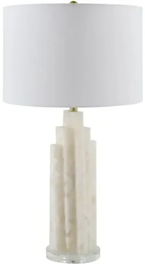 Quinella Layered Stone Base Table Lamp - Cream - White