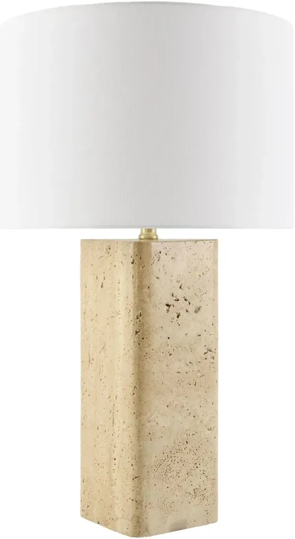 Kaelum Travertine Table Lamp - Beige