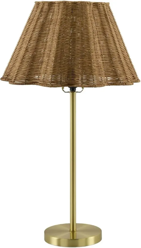 Quindra Table Lamp - Brass/Natural Rattan - Brown