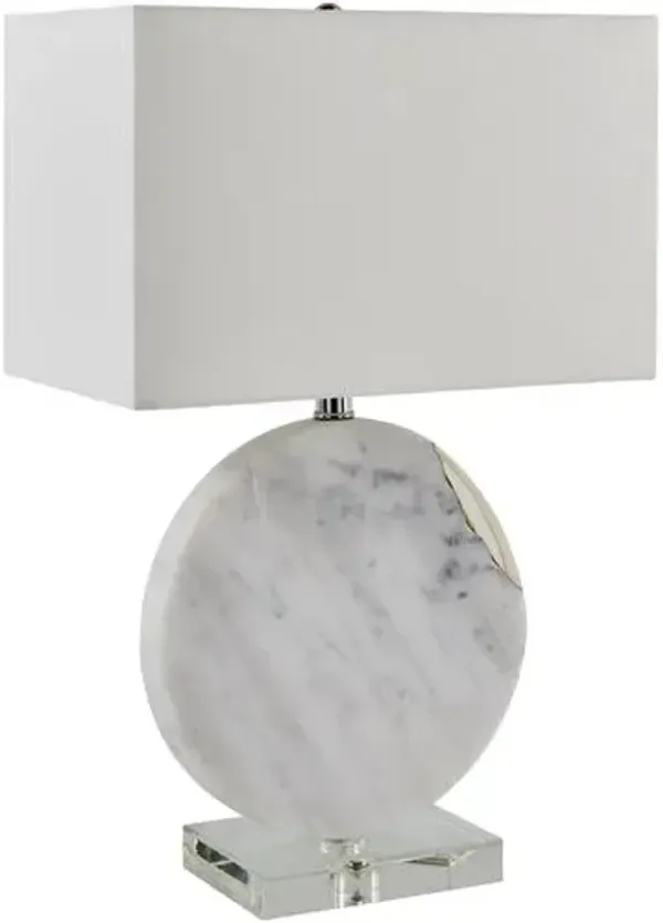 Virela Circle Base Table Lamp - White Marble
