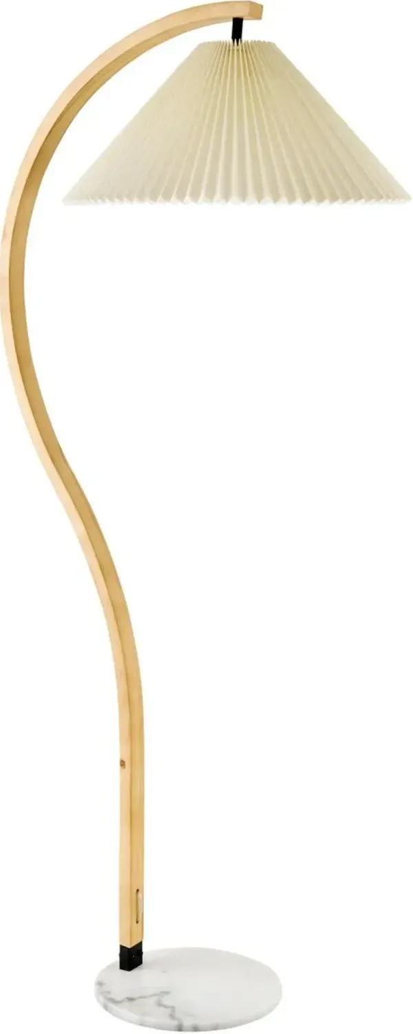 Iliora Curved Floor Lamp - Natural/White Marble