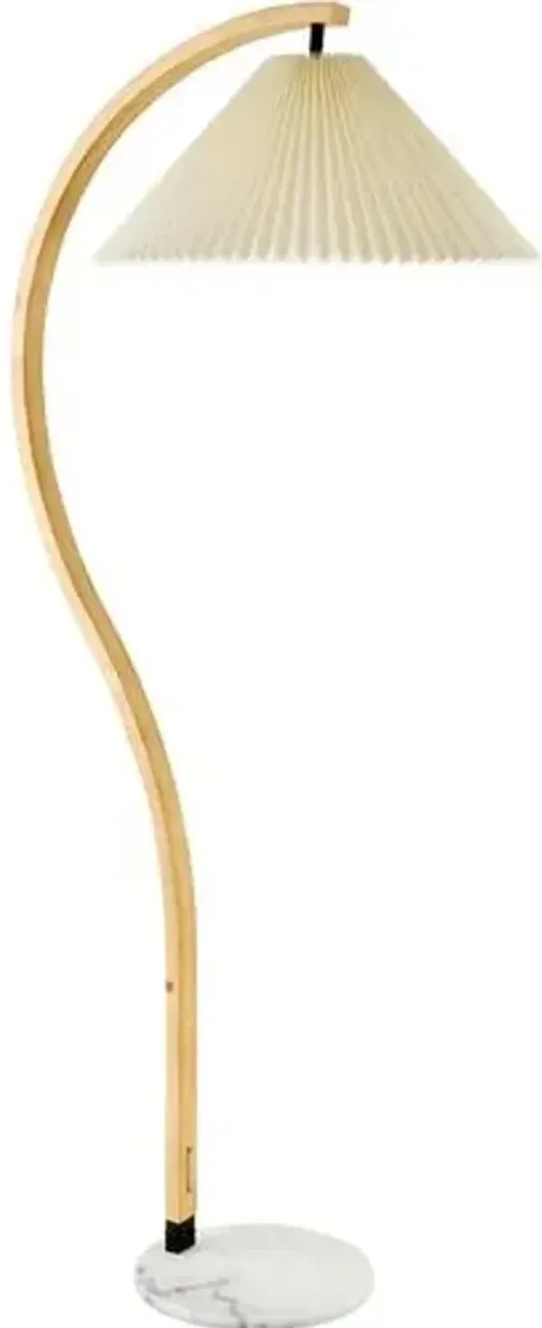 Iliora Curved Floor Lamp - Natural/White Marble