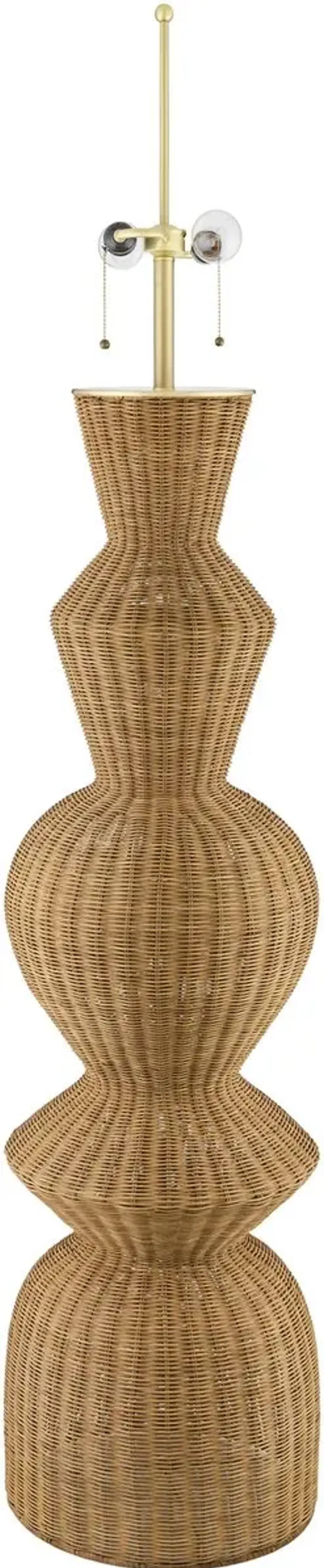 Junessa Geometric Rattan Floor Lamp - Natural