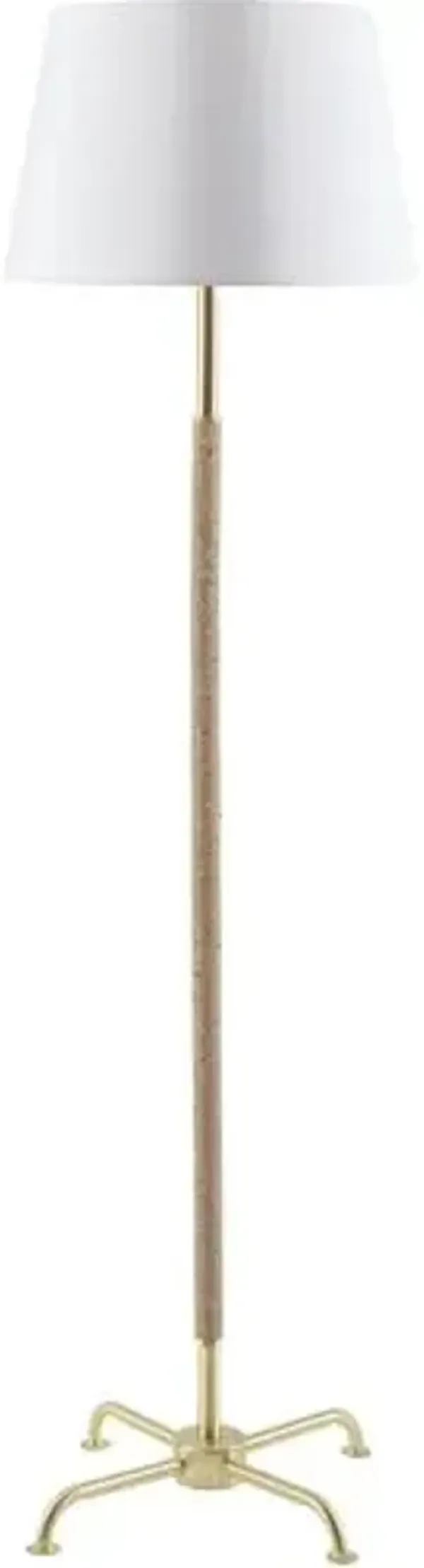 Mylaine Floor Lamp - Gold/Natural Rattan