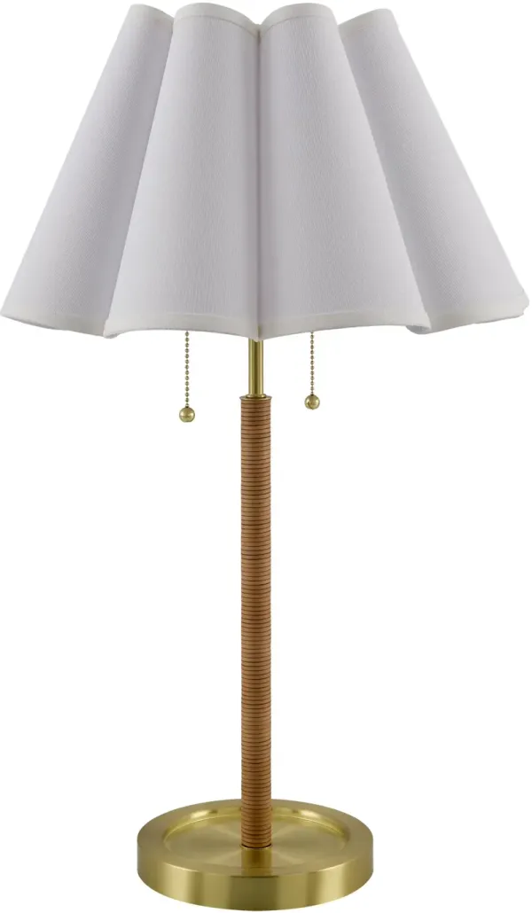 Mirok Scalloped Table Lamp - Natural/Brass - Gold