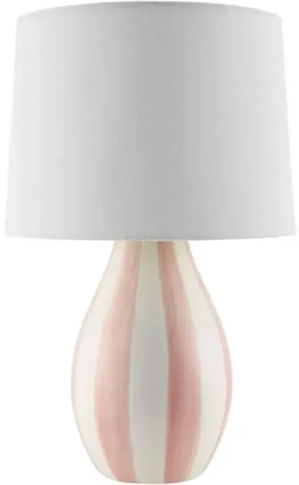 Mireya Ceramic Striped Table Lamp - Pink