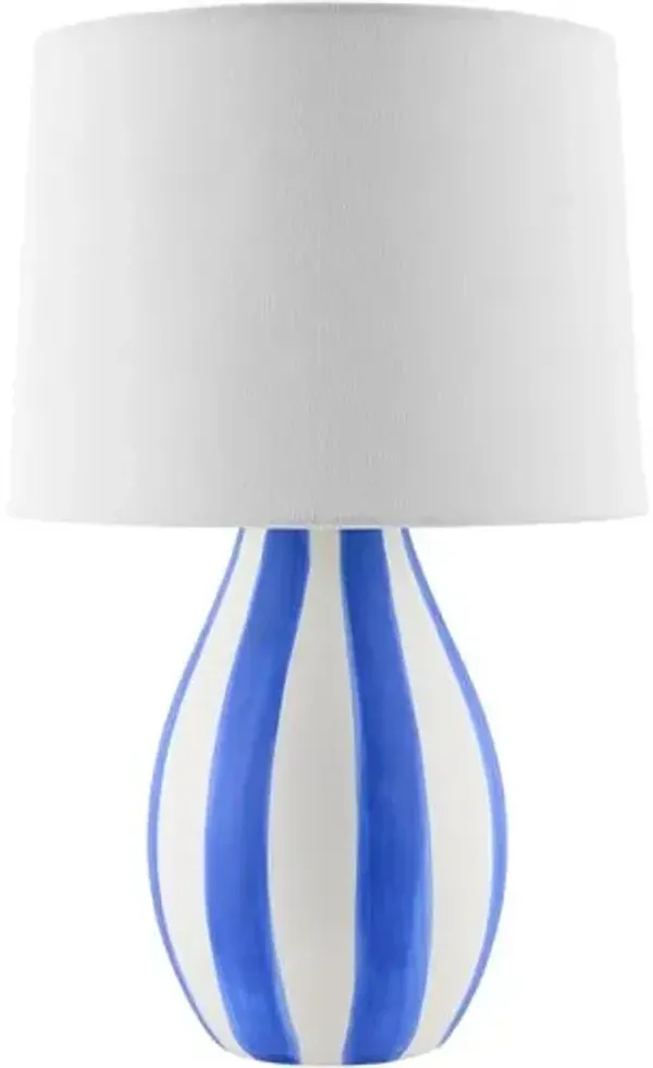 Mireya Ceramic Striped Table Lamp - Blue