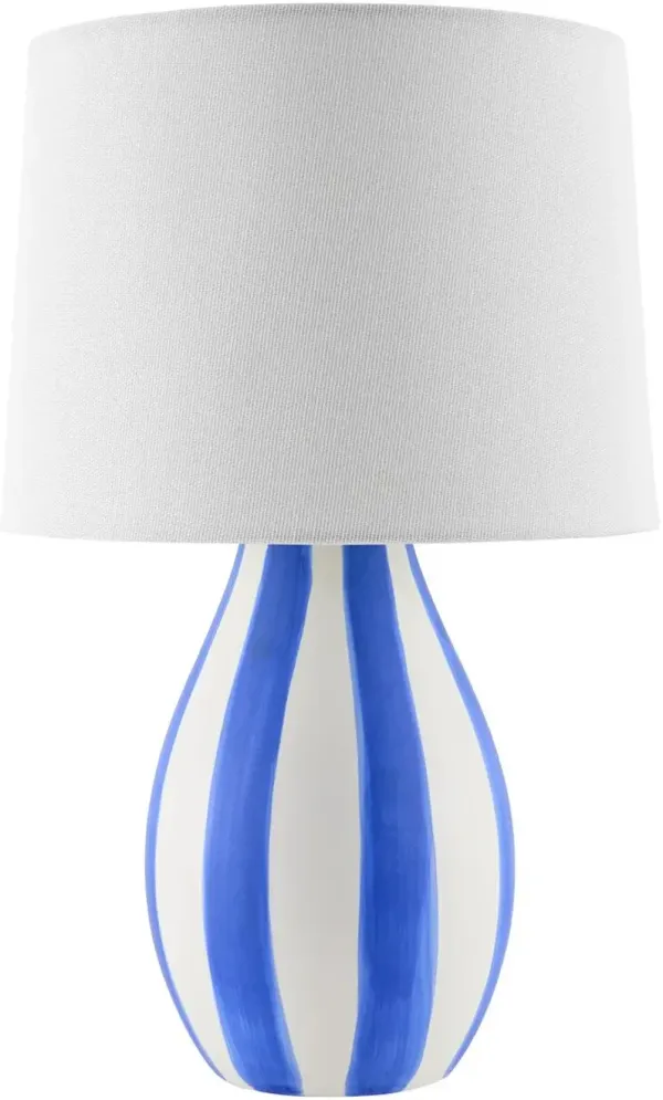 Mireya Ceramic Striped Table Lamp - Blue