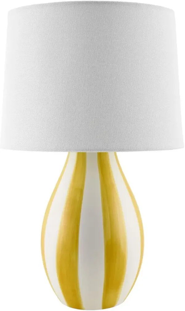 Mireya Ceramic Striped Table Lamp - Yellow