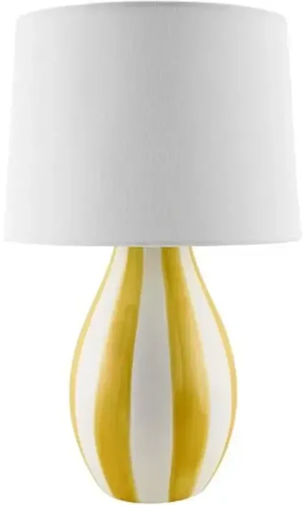 Mireya Ceramic Striped Table Lamp - Yellow