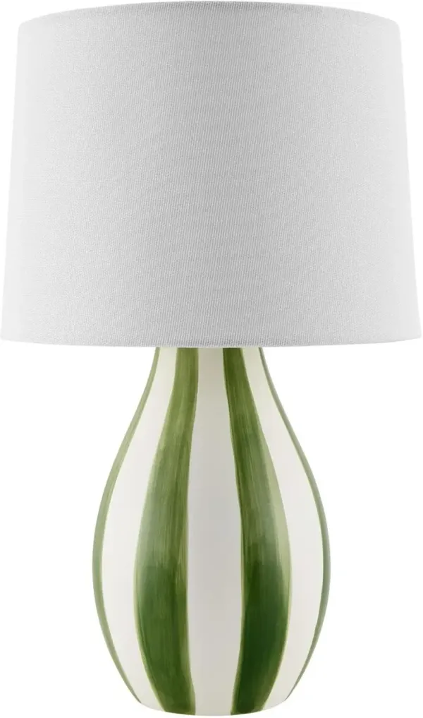 Mireya Ceramic Striped Table Lamp - Green