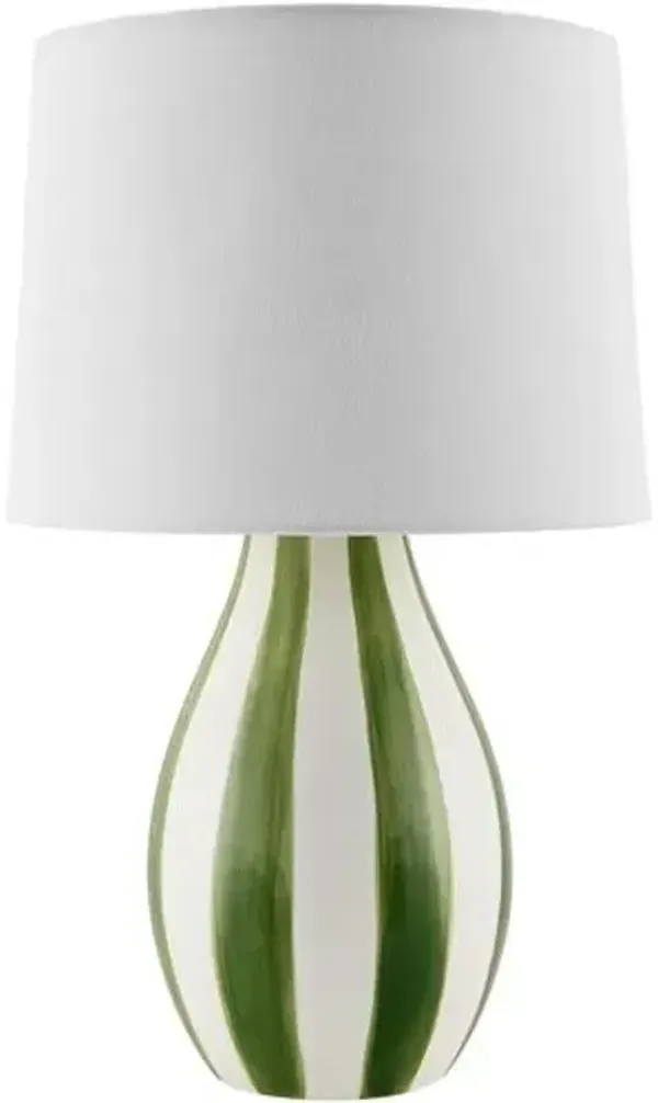 Mireya Ceramic Striped Table Lamp - Green