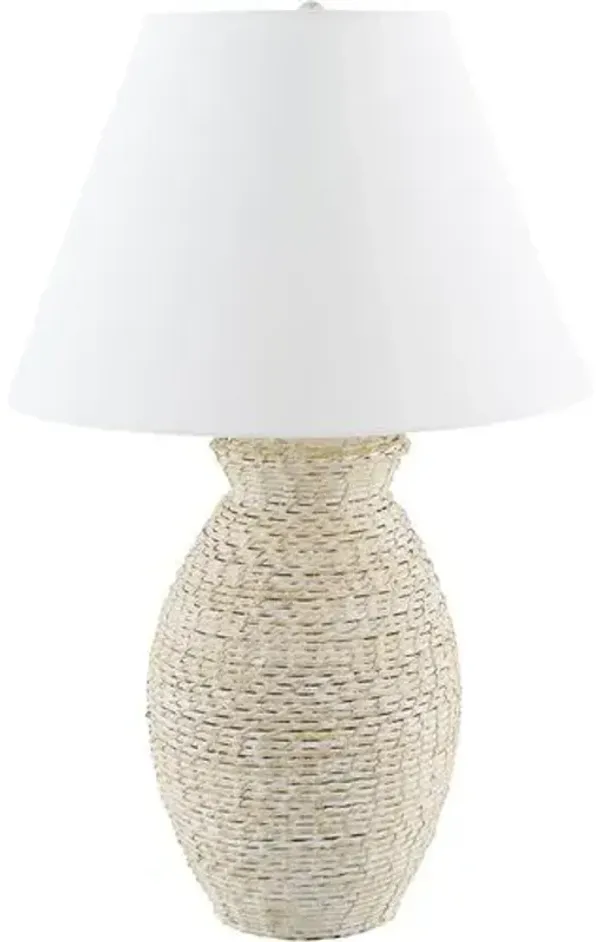 Prism Rattan Table Lamp - White