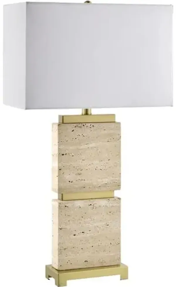 Jenevieve Travertine Table Lamp - Wheat - White
