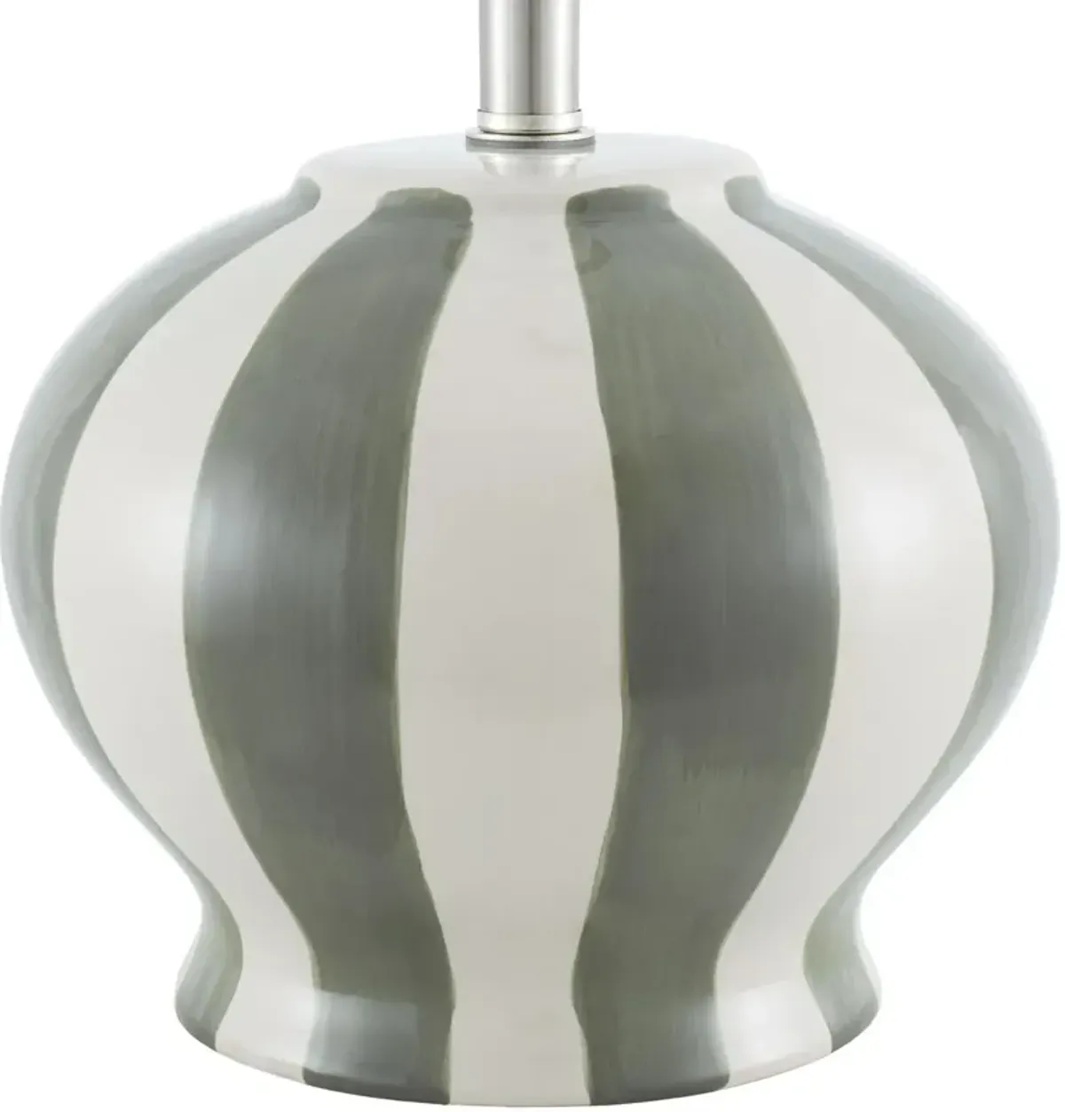 Ulina Ceramic Stripe Table Lamp - Green
