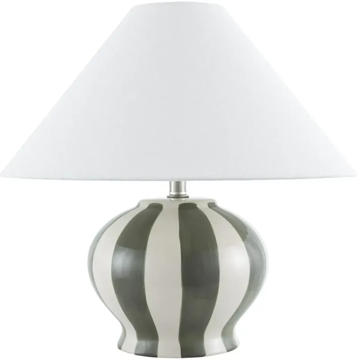 Ulina Ceramic Stripe Table Lamp - Green