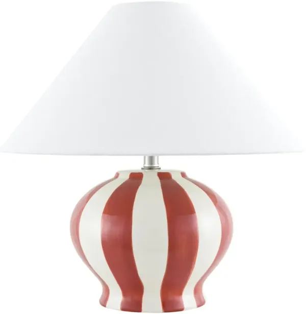 Ulina Ceramic Stripe Table Lamp - Red